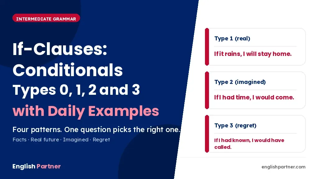 Conditional sentences types 0 to 3 – if-clauses with daily examples