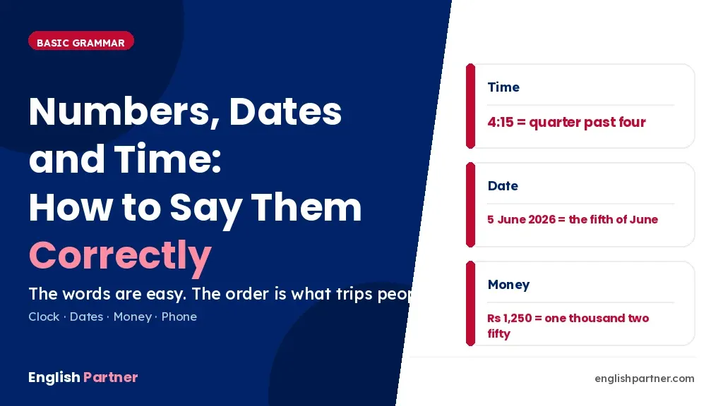 How to say time in English – clock times, dates, prices and phone numbers