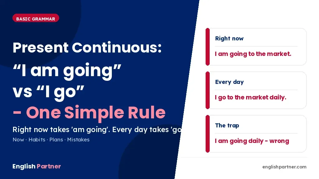 Present continuous tense – I am going versus I go, with examples and Tamil meaning