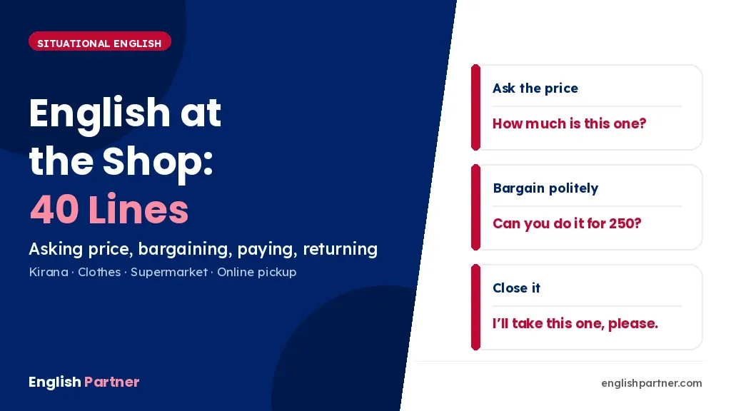 Shopping conversation in English – 40 lines for asking price, bargaining and paying
