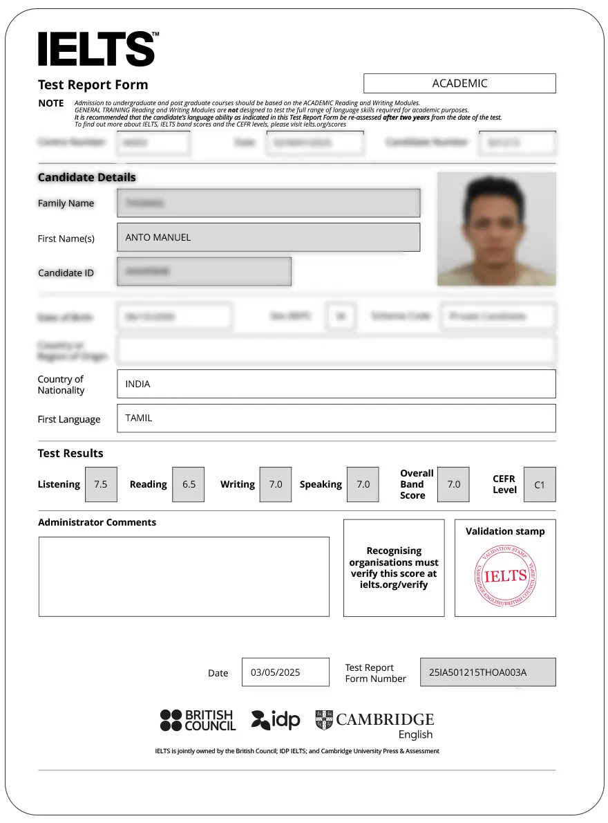 Scorecard 1 IELTS
