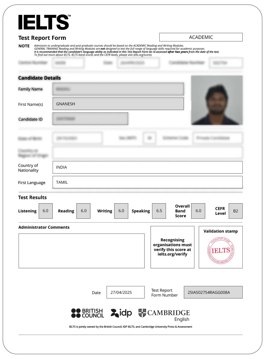 Scorecard 6 IELTS